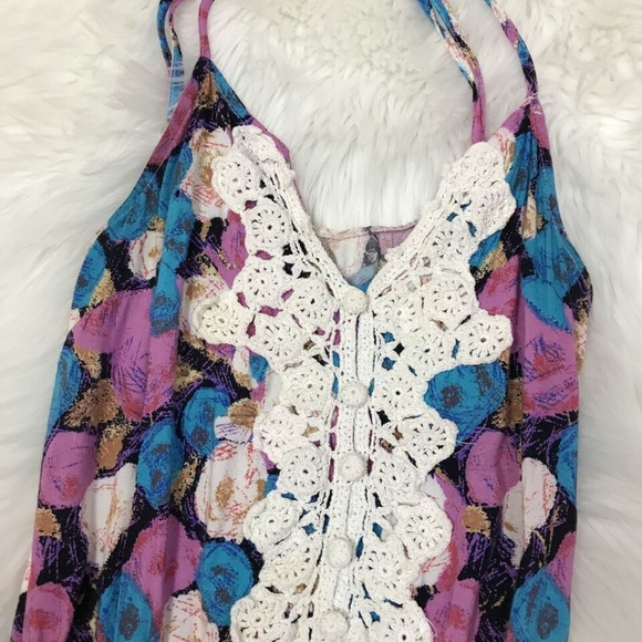 EVENT Small Romper Pink Blue Floral Crochet - Picture 3 of 4